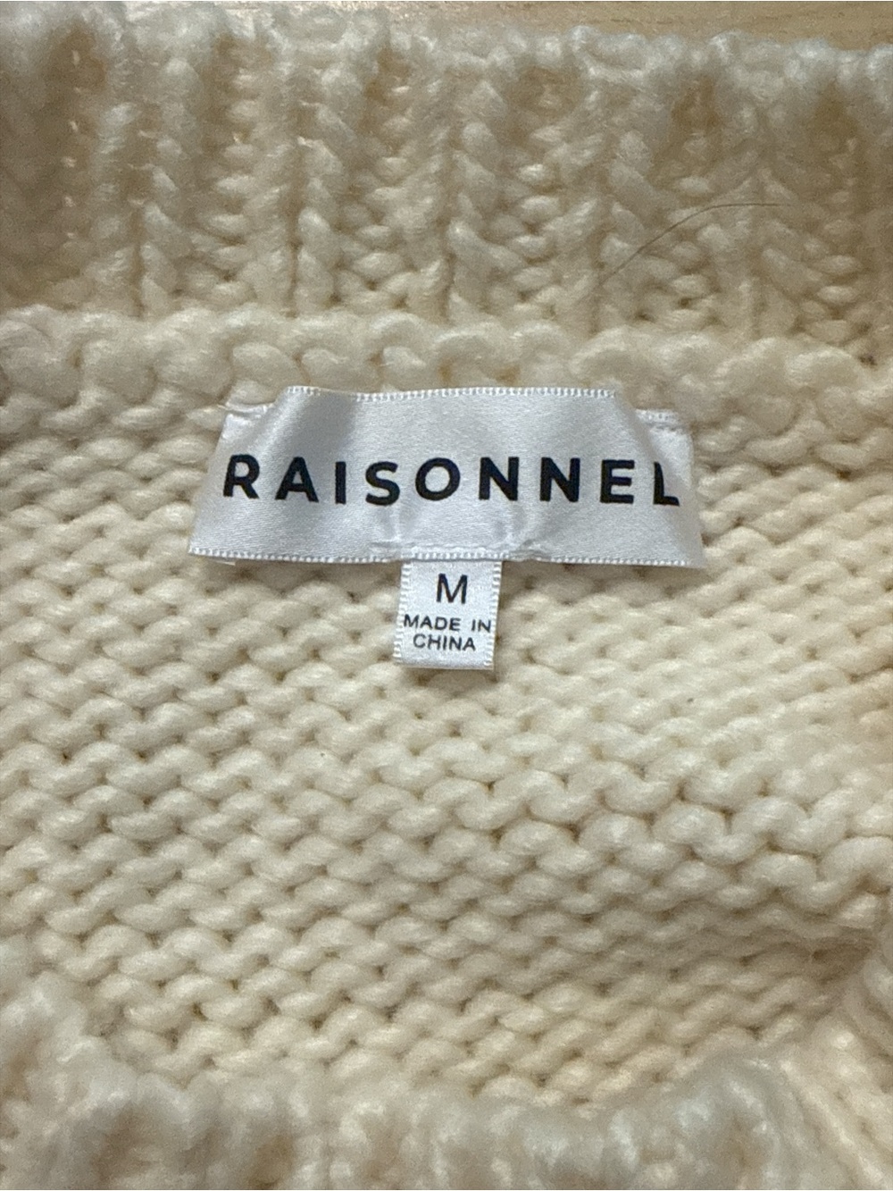 Raisonnel Cream Knit Raglan Sweater Cropped short sleeve Size Medium - Picture 3 of 4